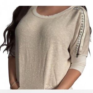 Free people rare Women's Casual cream studded open back sweater Top